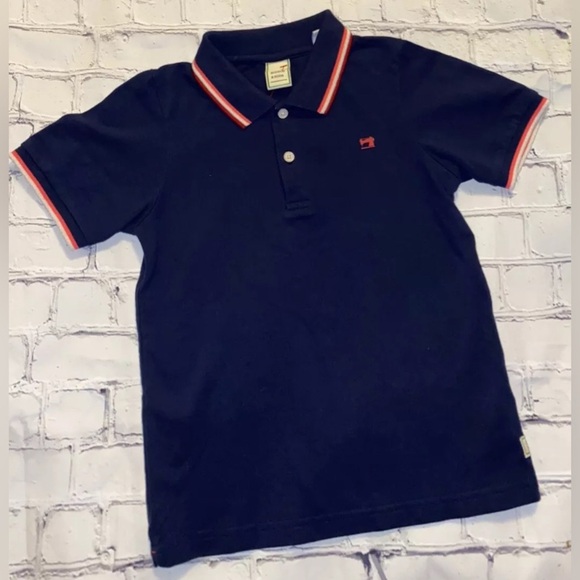 Scotch & Soda Kids Boys Pique Polo Contrast Shirt Blue Sz 6 - Picture 1 of 2
